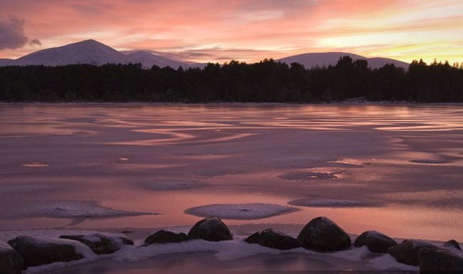 Loch Morlich frozen sunset